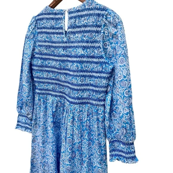 Tuckernuck Pink City Prints Isabel Ornate Sky Blue Smocked Midi Dress - Picture 12 of 16